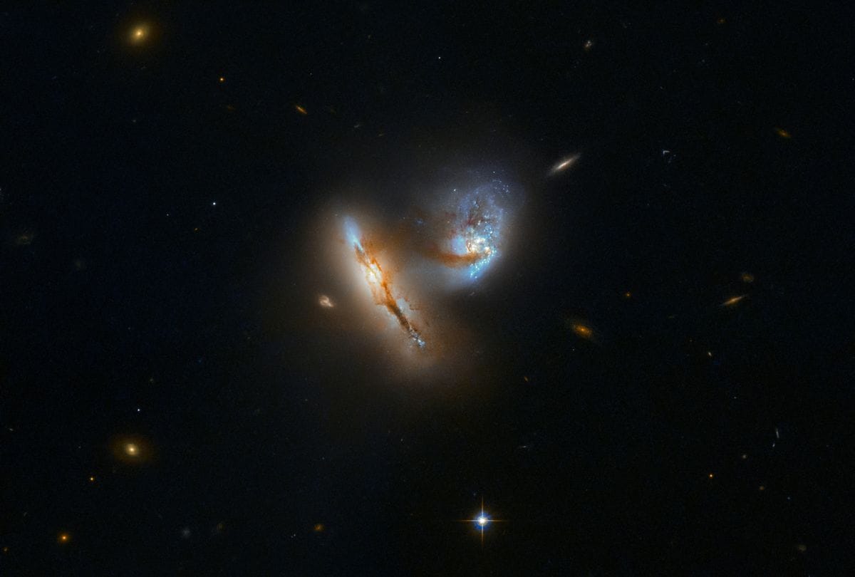 The Hubble Space Telescope detects three galaxies on the verge of colliding