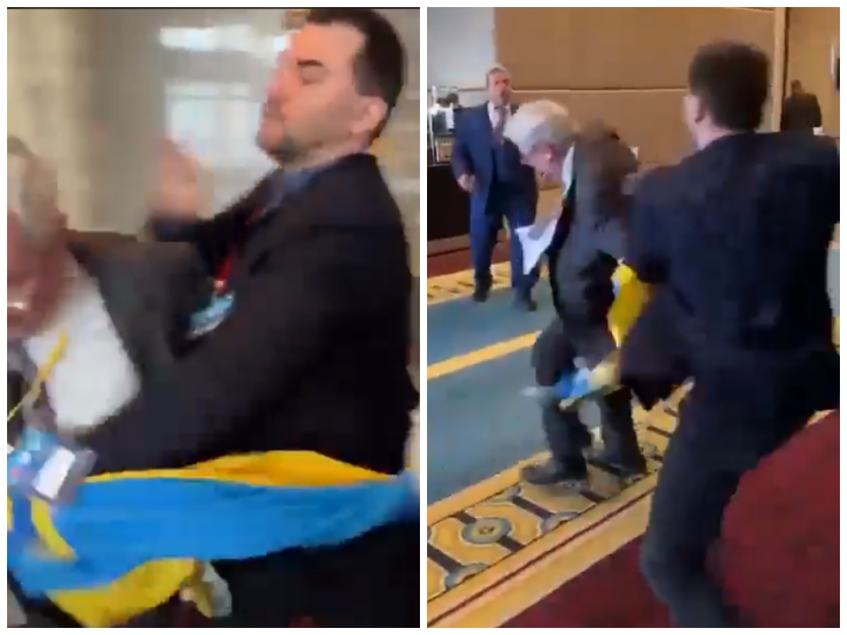 Ukrainian lawmaker punches Russian official at a summit in Turkey