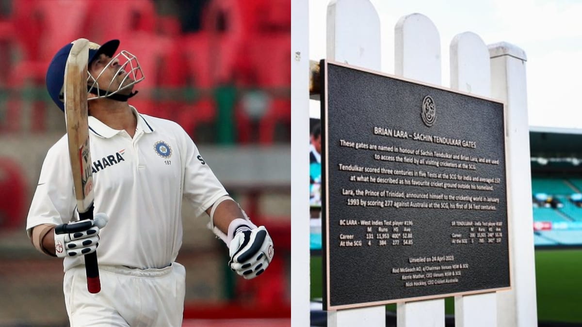 Sachin Tendulkar along with Brian Lara honored with gates at the Sydney Cricket Ground on his 50th birthday