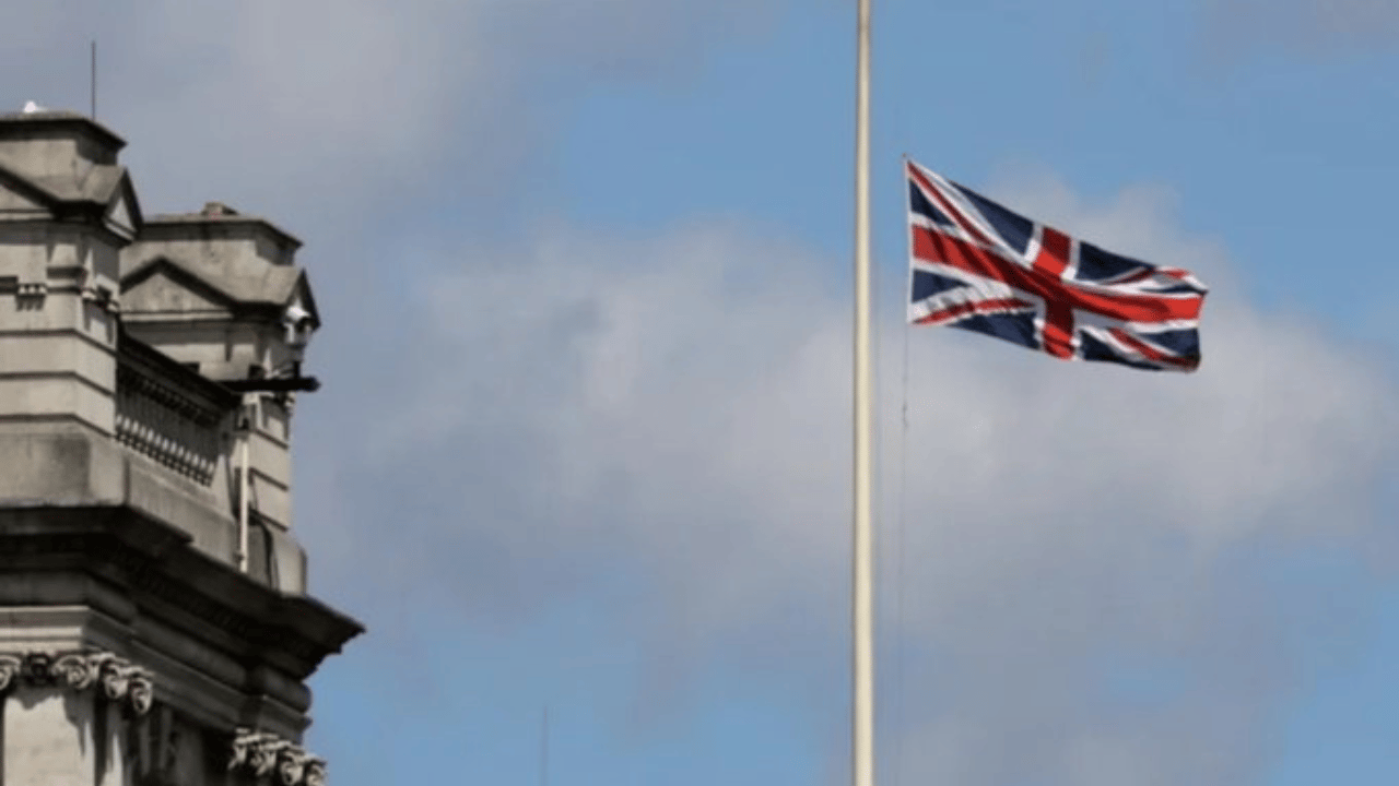 Is the Union Flag flying at half mast at government buildings across the United Kingdom?