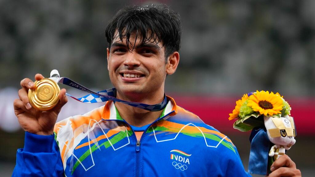 Neeraj Chopra after winning gold at the Tokyo Olympics