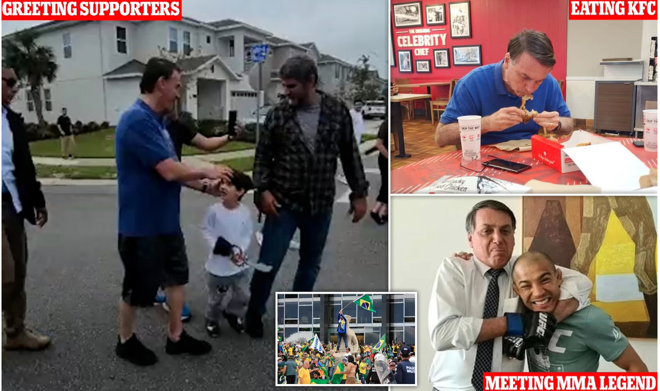 Living in exile, Brazil’s Ex-President Jair Bolsonaro seen eating at KFC and visiting grocery stores