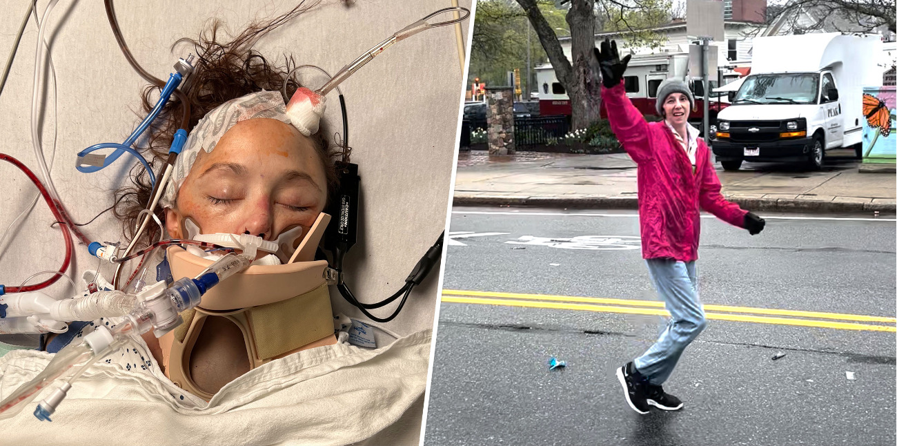 Woman, 35, runs Boston Marathon 5 months after coma and life-threatening brain injury