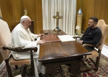 Pope Francis meets with Ukrainian President Volodymyr Zelenskyy at the Vatican