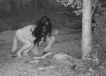 CCTV captures topless women feeding on a deer carcass in Canada