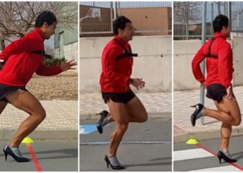 Spanish man sprints 100 meters wearing high heels, creates Guinness World Record
