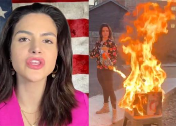 Republican leader Valentina Gomez sets LGBTQ books ablaze in bid for party votes