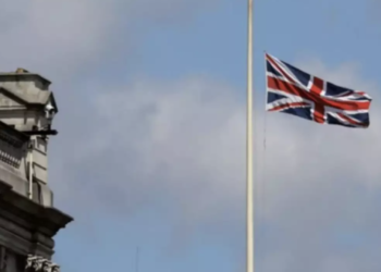 Is the Union Flag flying at half mast at government buildings across the United Kingdom?