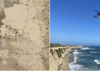California: Stranded surfer rescued after writing ‘HELP’ with rocks on beach | Watch