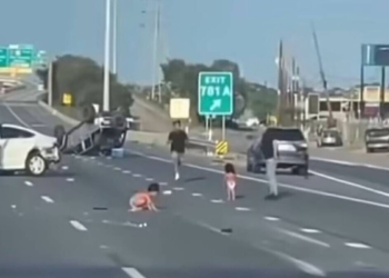 Watch: Two toddlers in diapers survive after being thrown from car on Texas freeway