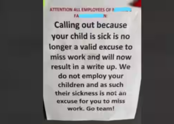 Company threatens disciplinary action for employees taking leave for sick children