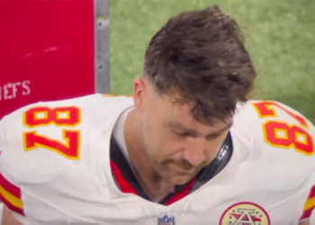 Watch: Travis Kelce looks miserable on Chiefs bench in a viral video