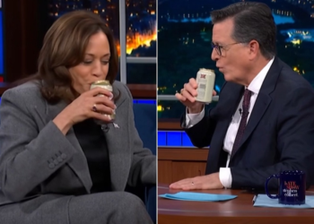 Kamala Harris drinks beer on ‘The Late Show’