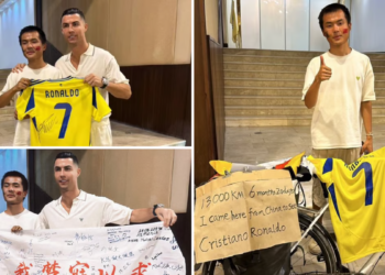 Cristiano Ronaldo’s superfan cycles 13,000 kilometers from China to Saudi Arabia to meet him