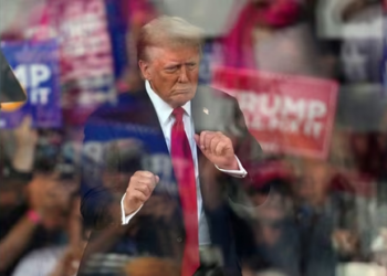 Watch: Trump appears to mimic ‘sex act’ on stage at Wisconsin rally after microphone malfunction