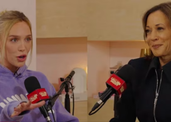 Podcast host reveals lavish $100,000 studio setup for Kamala Harris interview