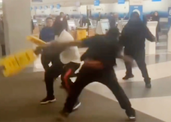 Watch: Wild brawl erupts at Chicago airport; staff turn 'wet floor' signs into weapons