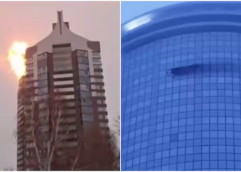 The Russian city of Kazan was rocked by a coordinated series of drone strikes today, with eight separate impacts targeting multiple high-rise buildings in what local officials are comparing to the tactics of the September 11 attacks. The incident marks one of the most significant attacks on Russian civilian infrastructure since the start of the Ukraine conflict.