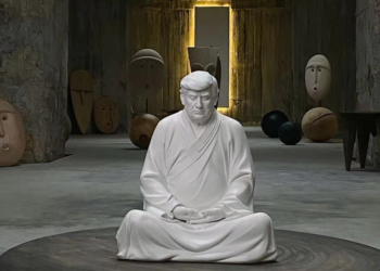 In a Chinese workshop, a statue of Donald Trump in Buddha-like serenity garners global attention