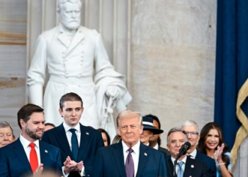 Watch: Barron Trump's video standing behind dad Donald's podium goes viral