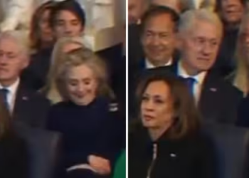 Watch: Hillary Clinton caught laughing as Trump proposes renaming Gulf of Mexico during inaugural speech