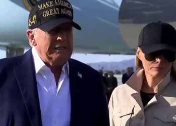 Trump and Melania’s visit to disaster-hit NC and LA sparks ‘Fake Melania’ rumors