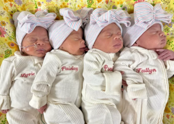 Louisiana couple welcomes super rare miracle quadruplet, two sets of identical twins