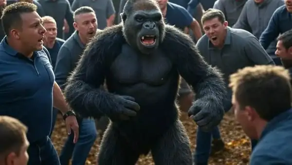 1 gorilla vs. 100 men: The internet’s wildest debate, explained