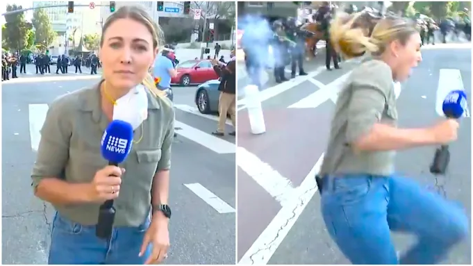 Watch: Australian journalist shot at by rubber bullet while covering Los Angeles protests