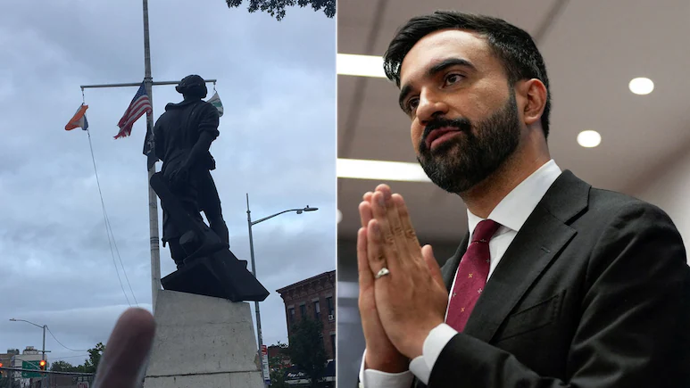 Old Photo of NYC Mayoral Hopeful Zohran Mamdani Giving Middle Finger to Columbus Statue Draws Fresh Criticism