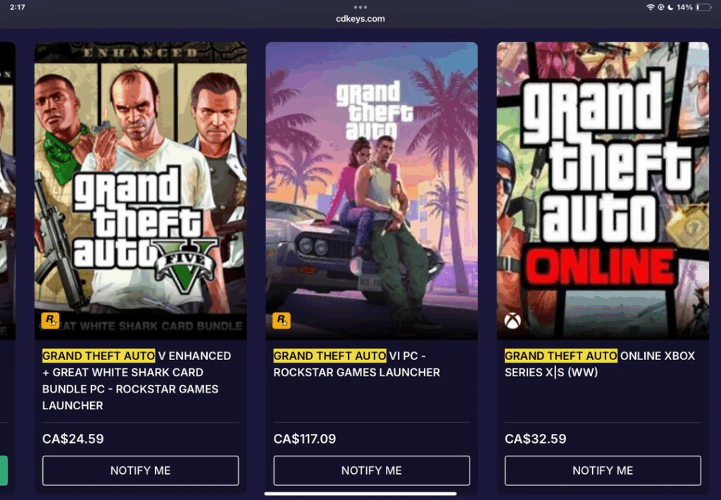 GTA 6 Price Listed on CDKeys, But There's a Catch