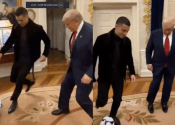 Watch: Trump Shares AI Video of Him Playing Football With Ronaldo in Oval Office