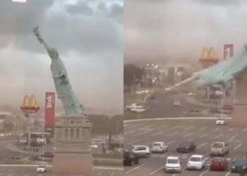 Watch: Brazil Storm Knocks Down Statue of Liberty Replica at Havan Store in Guaíba