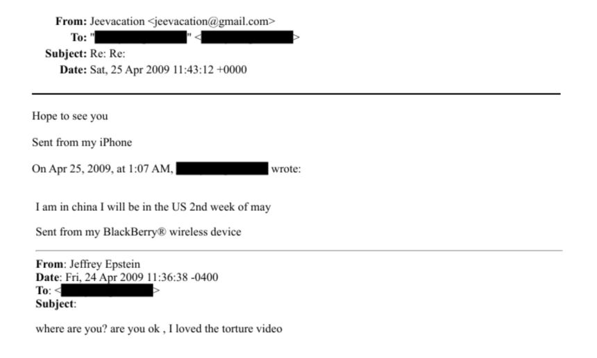 ‘I Loved the Torture Video’: Epstein Email Recipient Identified