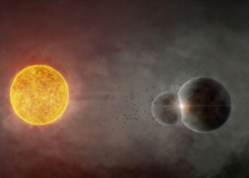 Scientists Observe Rare Planetary Collision Near Gaia20ehk, Offering Clues to Earth–Moon Origins