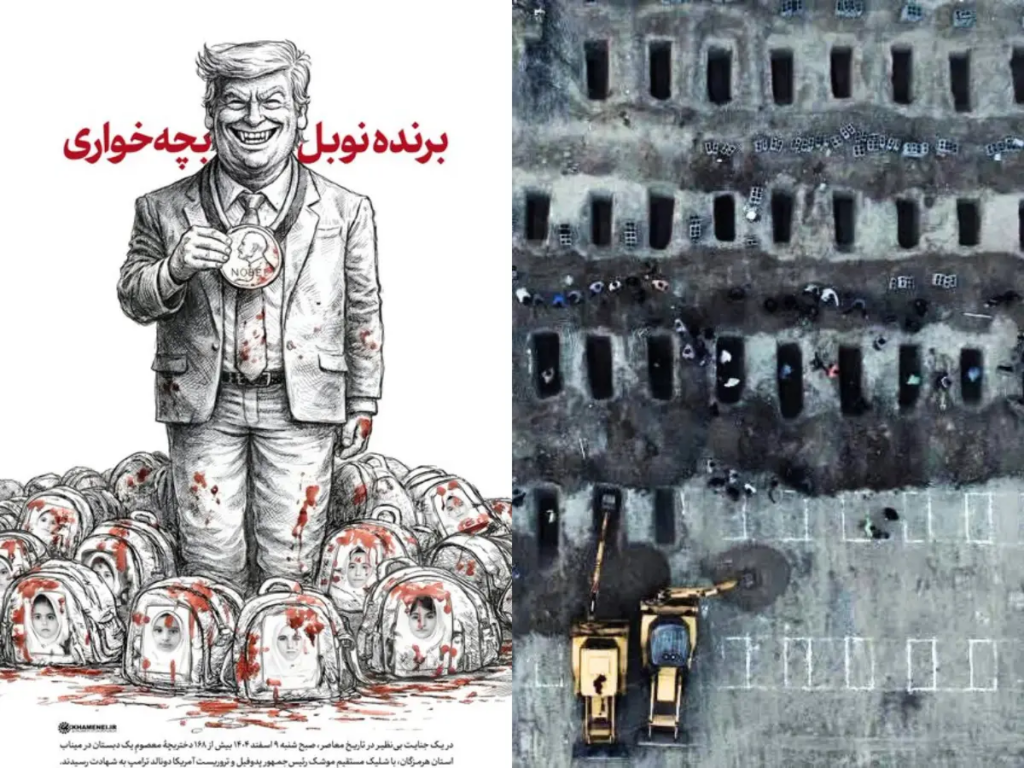 “Nobel Cannibal”: Iran Posts Graphic Trump Cartoon After School Strike