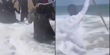 Watch: Nigerian Pastor Tries to “Part the Sea” Like Moses — Then a Wave Knocks Him Off His Feet