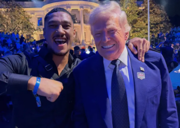 Australian Boxer Jai Opetaia Put His Hand on Trump's Shoulder, Adding Fuel to Speculations About President's Suit