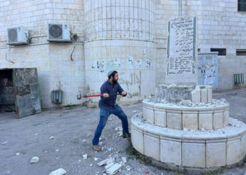 Israeli Far-Right Lawmaker Zvi Sukkot Smashes Palestinian Memorial With Sledgehammer
