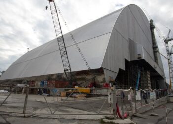 The New Safe Confinement arch at the Chernobyl Nuclear Power Plant