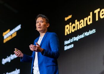 Richard Teng, now Binance's co-CEO, speaks on stage at Binance Blockchain Week in Istanbul in 2023