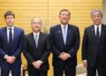 SoftBank Group founder Masayoshi Son and OpenAI chief executive Sam Altman with then Japanese Prime Minister Shigeru Ishiba in Tokyo