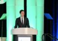 Jared Kushner speaks at a lectern at the HIMSS18 health IT conference in Las Vegas in March 2018