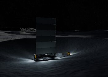 NASA artist's rendering of a fission surface power system on the Moon